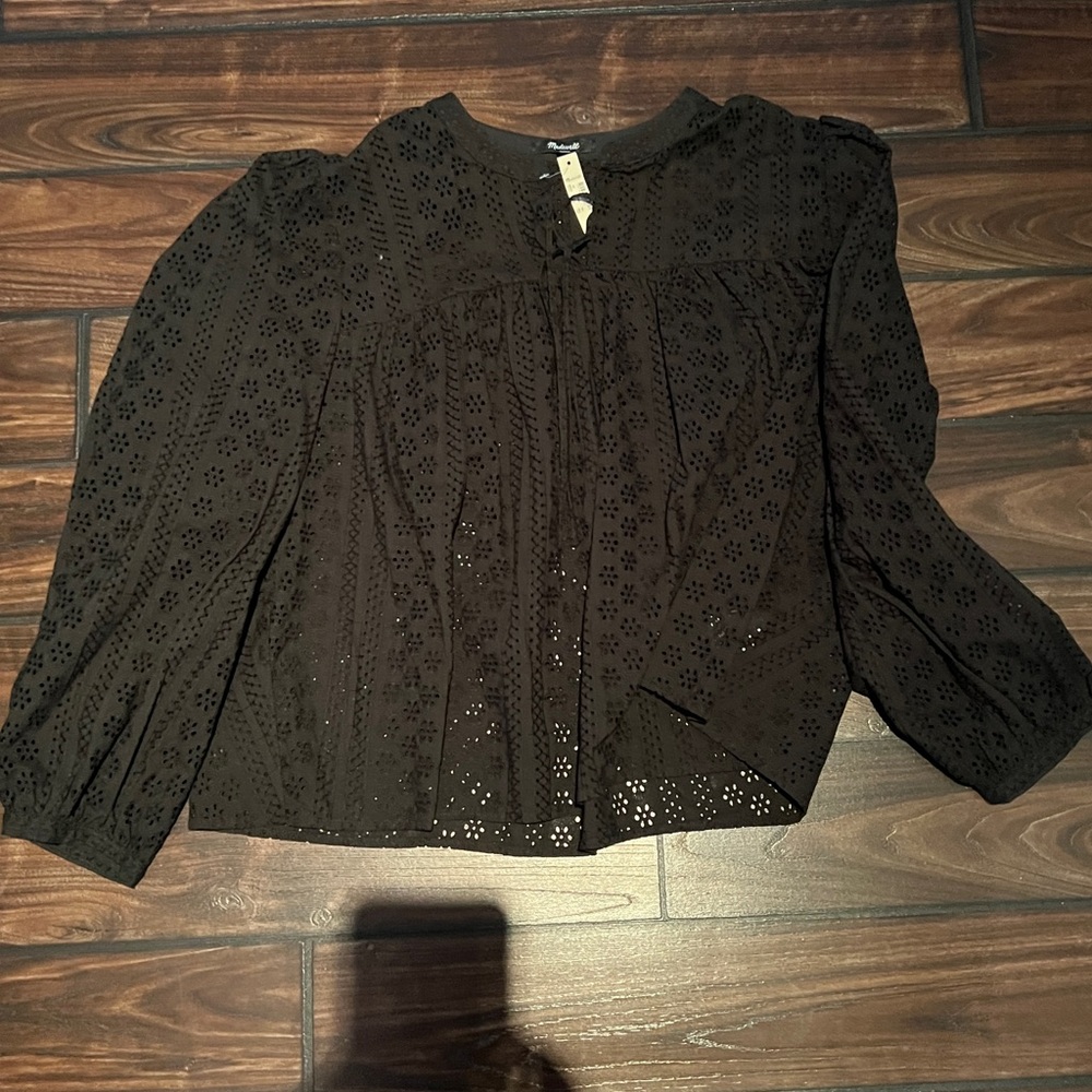 Madewell islet black long sleeve blouse